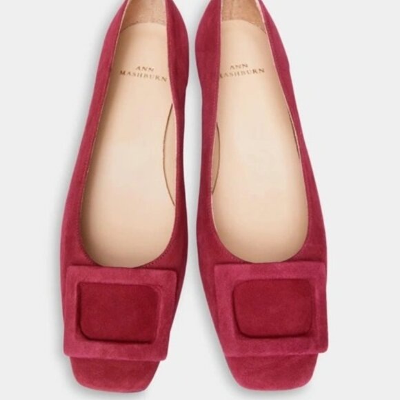 Ann Mashburn Buckle Flat Burgundy Suede NWT - Picture 2 of 3
